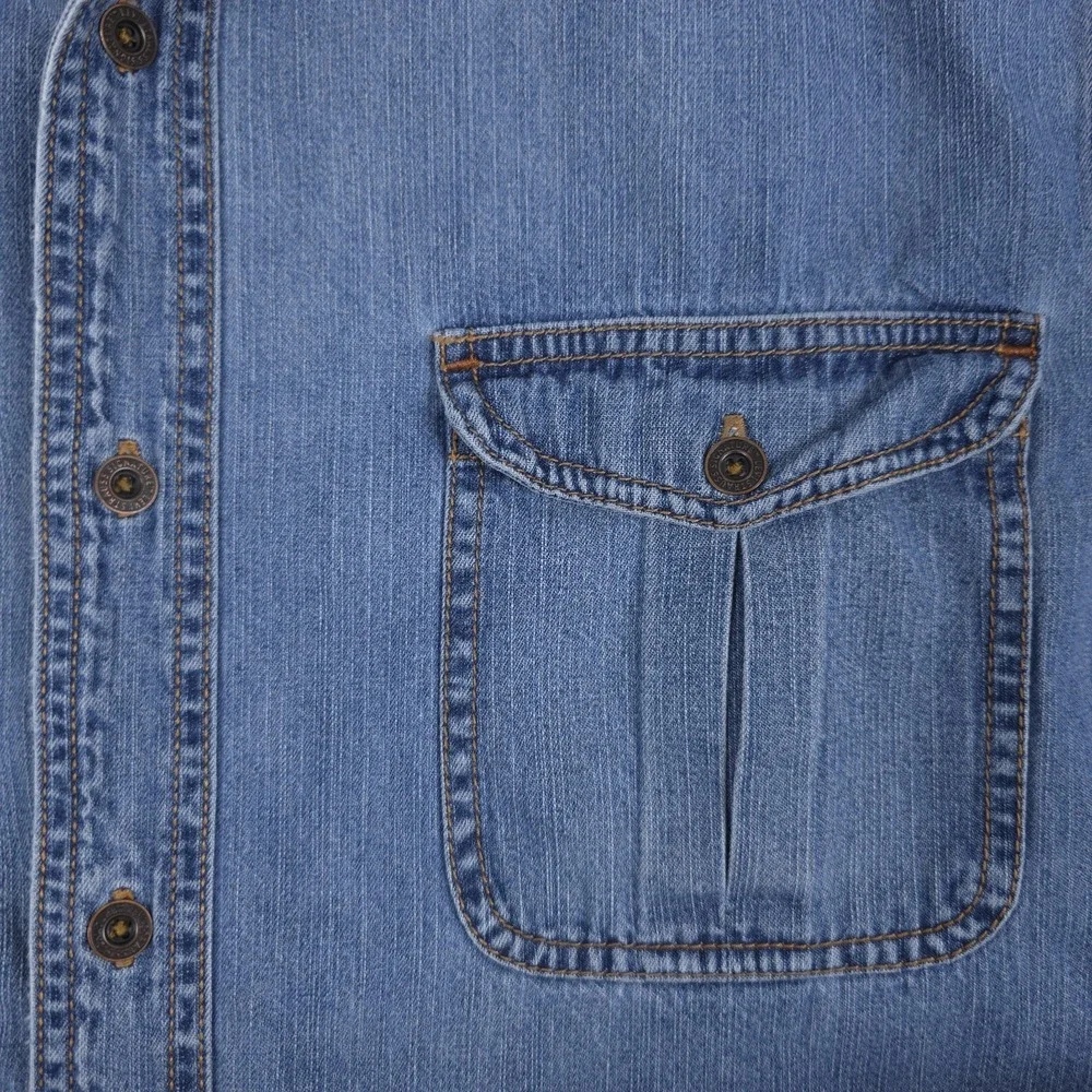 Vintage Levis Denim Utility Shirt Mens Large‎ Blue Faded Metal Button Workwear